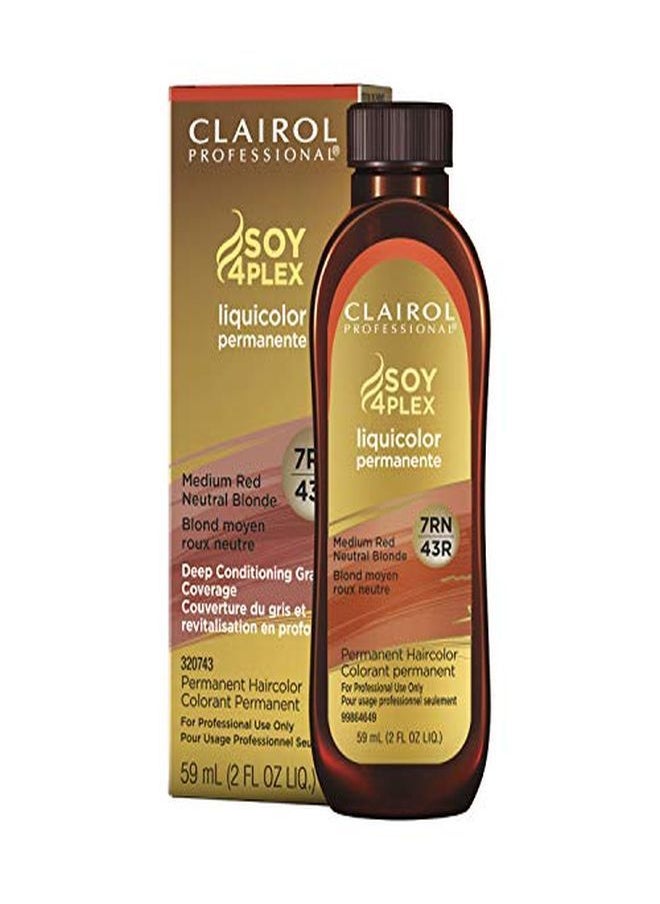 CLAIROL PROFESSIONAL - صبغة الشعر الدائمة Liquicolor للشعر الأشقر، 7Rn أحمر متوسط أشقر محايد، 2 أونصة - Image 1