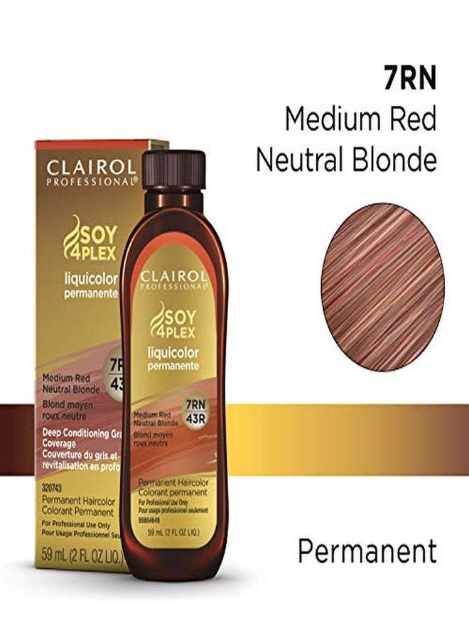 CLAIROL PROFESSIONAL - صبغة الشعر الدائمة Liquicolor للشعر الأشقر، 7Rn أحمر متوسط أشقر محايد، 2 أونصة - Image 1