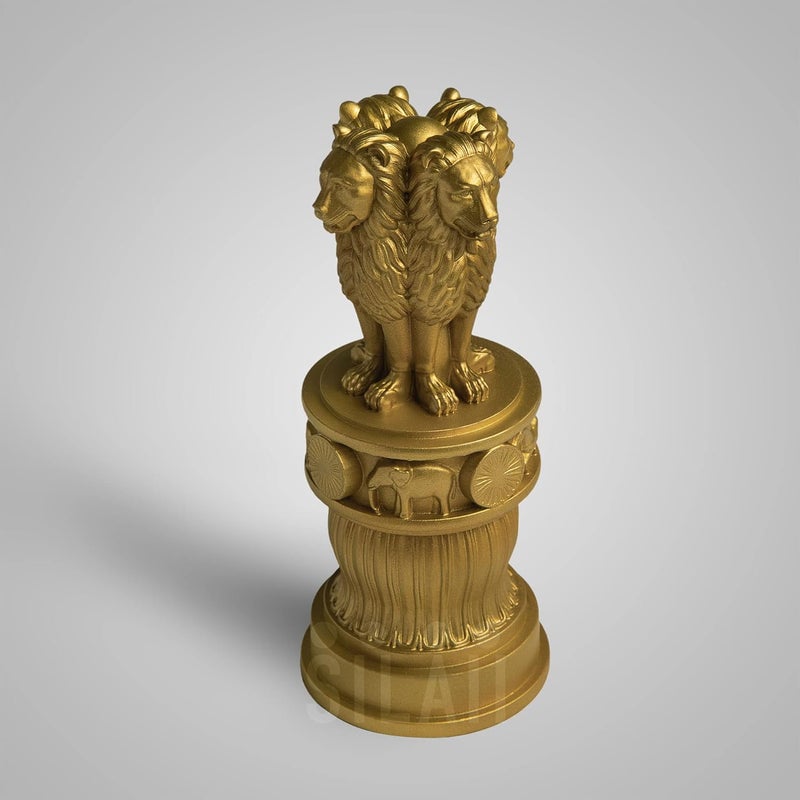 SILAII Ashoka Pillar Sculpture - 5 Inch, Gold Finish - Handmade Indian Heritage Art - Image 5