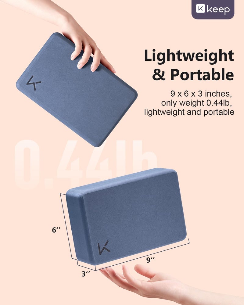 Keep Yoga Block, High Density EVA Foam Blocks for Yoga, Pilates, Meditation, Aid Balance, Support and Deepen Poses - Non-Slip Lightweight Durable,Navy Blue (Set of 2) - Image 4