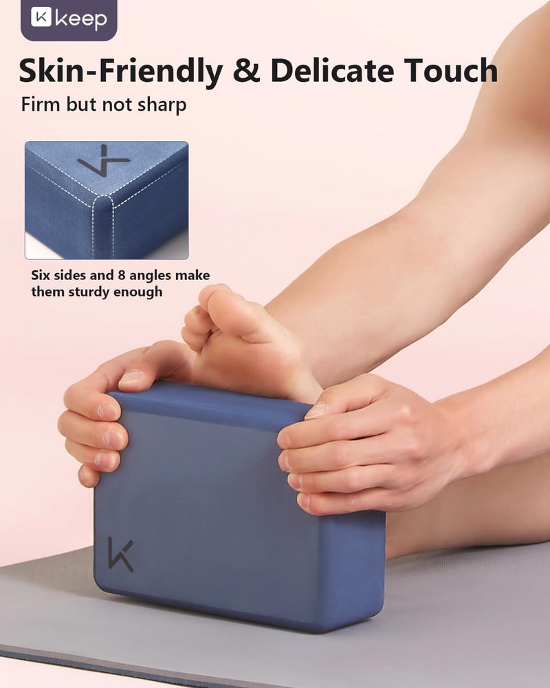 Keep Yoga Block, High Density EVA Foam Blocks for Yoga, Pilates, Meditation, Aid Balance, Support and Deepen Poses - Non-Slip Lightweight Durable,Navy Blue (Set of 2) - Image 5