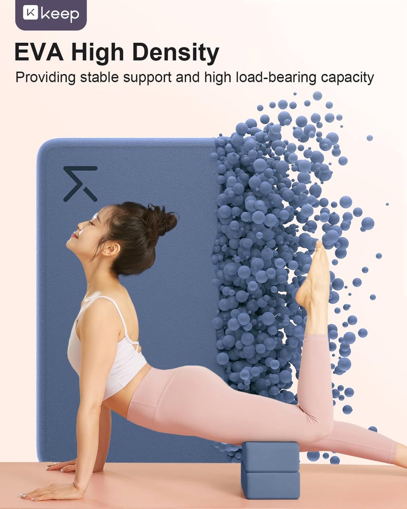 Keep Yoga Block, High Density EVA Foam Blocks for Yoga, Pilates, Meditation, Aid Balance, Support and Deepen Poses - Non-Slip Lightweight Durable,Navy Blue (Set of 2) - Image 2