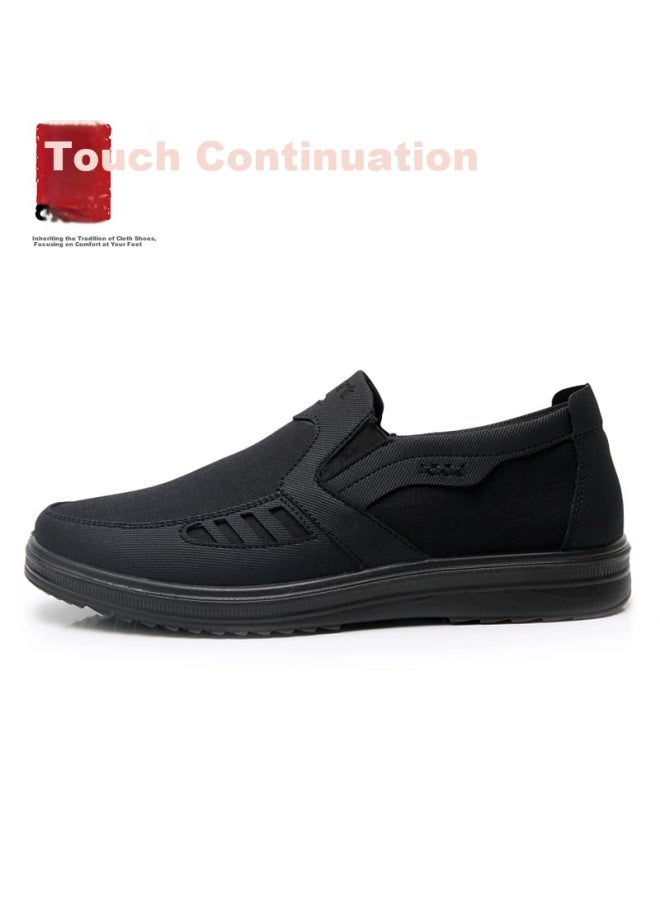 Anglerfish Old Beijing Cloth Shoes Men's Dad Shoes Soft Bottom Middle-aged And Elderly Large Size Spring And Autumn Breathable Shoes Ak33303 Black 42 - Image 2