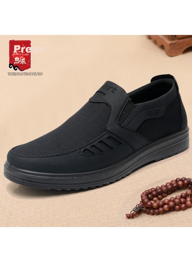 Anglerfish Old Beijing Cloth Shoes Men's Dad Shoes Soft Bottom Middle-aged And Elderly Large Size Spring And Autumn Breathable Shoes Ak33303 Black 42 - Image 1