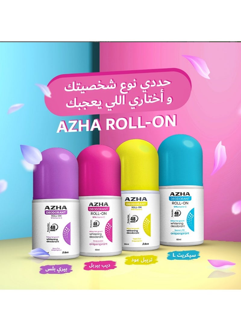 أزهى - أزها مزيل عرق رول أون 10% فيتامين سي بيري بلس (موف)  - 60 مل - Image 1