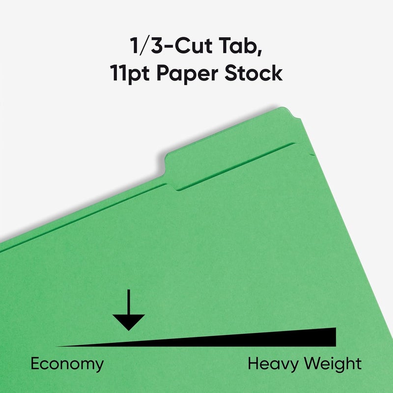 Smead Fastener File Folders, 50 Count, Green, Reinforced 1/3-Cut Tabs, 2 Fasteners, Letter Size (12140) - Image 5