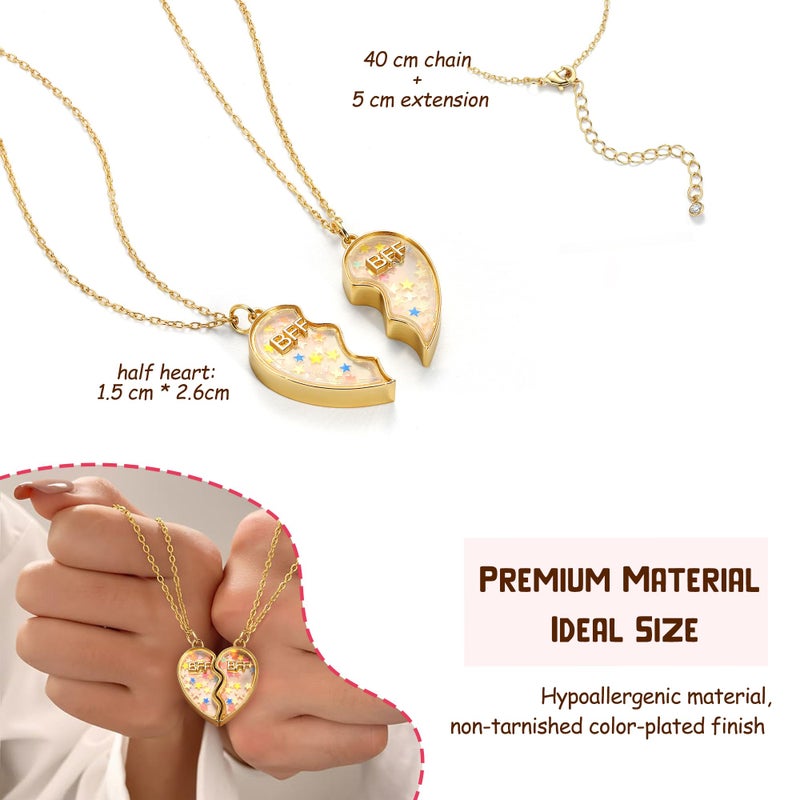 Krfy Friendship Necklace for 2, Best Friend Necklaces for Girls, Matching Pendant BFF Necklace for 2 Sister, Split Heart Necklaces for Women Set Style4 Age: Over 8 Years Old - Image 4