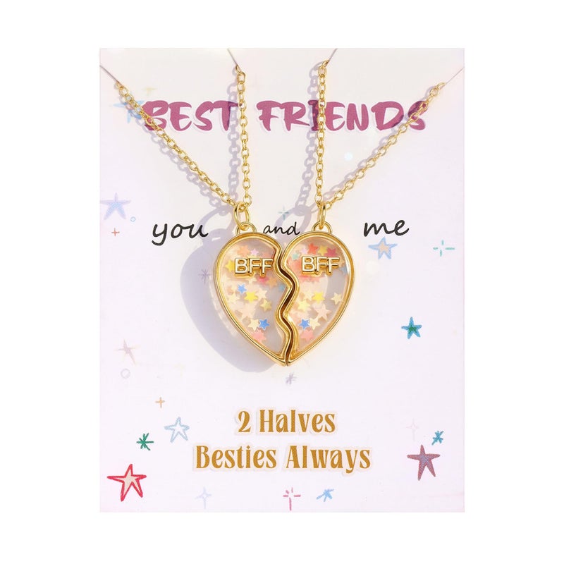 Krfy Friendship Necklace for 2, Best Friend Necklaces for Girls, Matching Pendant BFF Necklace for 2 Sister, Split Heart Necklaces for Women Set Style4 Age: Over 8 Years Old - Image 1