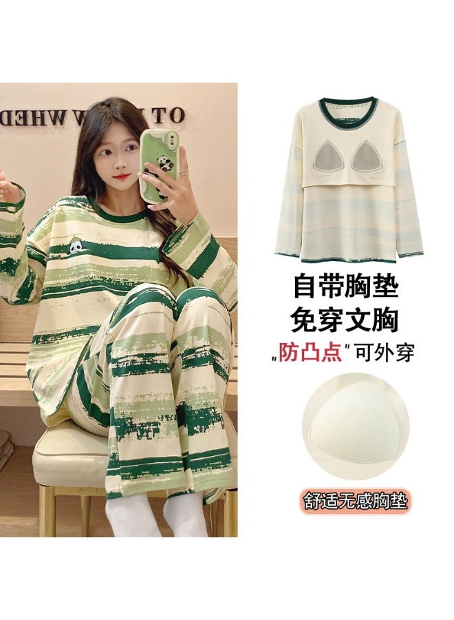 Girl  Sleepwear Autumn Spring Casual Long Sleeve Tops Pants Home Clothes Women's Sweet Cartoon Pajamas Set - Image 1