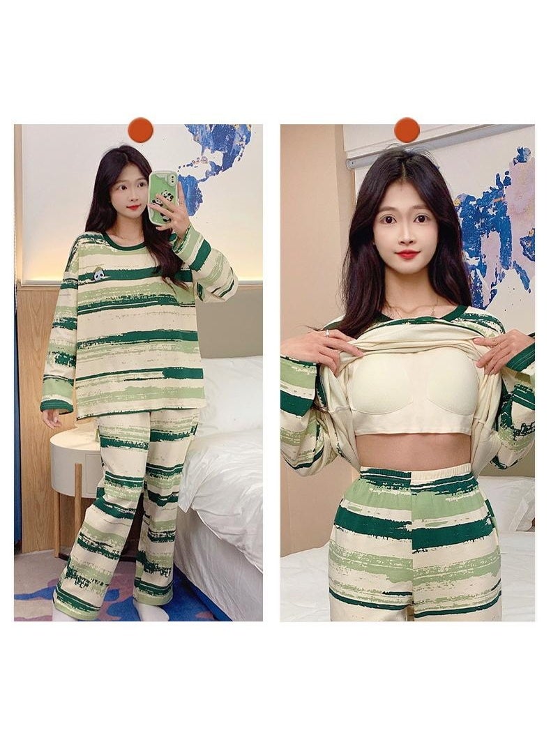 Girl  Sleepwear Autumn Spring Casual Long Sleeve Tops Pants Home Clothes Women's Sweet Cartoon Pajamas Set - Image 2