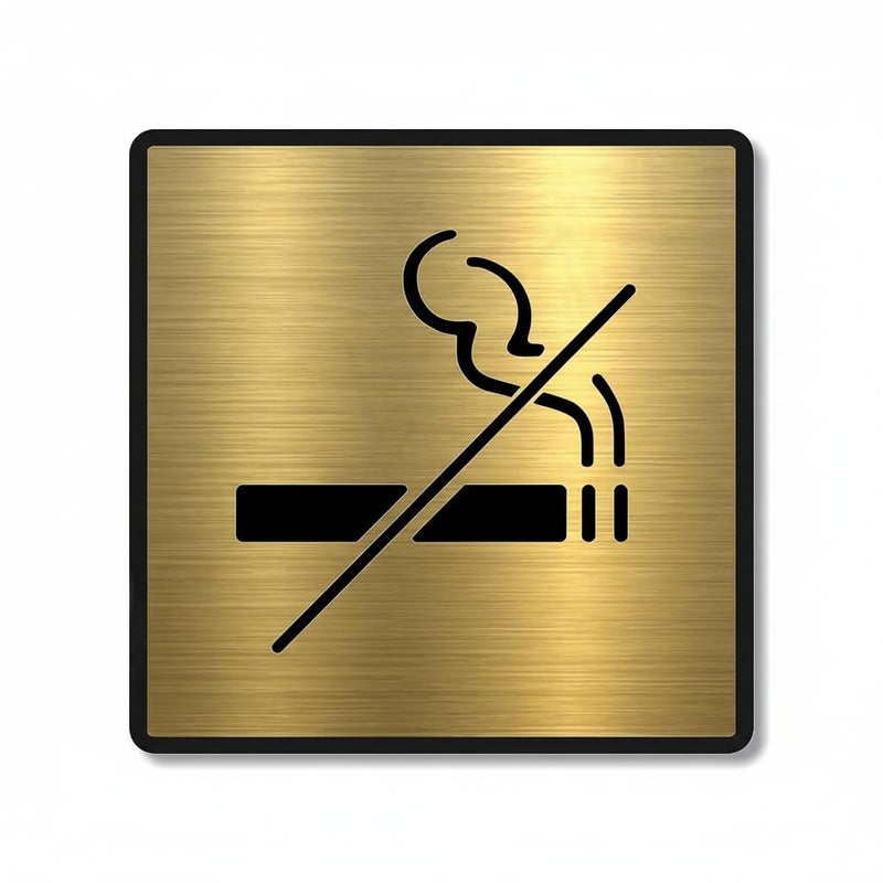 BerryBox Premium Brush Finish Gold Acrylic No Smoking Easy to Mount 3M Double Side Tape 5.8 Inch Signage Self-Adhesive Business Stores Cafe Shop Hospital School Office Hotel … - Image 1