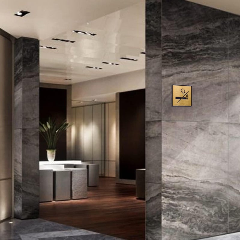 BerryBox Premium Brush Finish Gold Acrylic No Smoking Easy to Mount 3M Double Side Tape 5.8 Inch Signage Self-Adhesive Business Stores Cafe Shop Hospital School Office Hotel … - Image 4