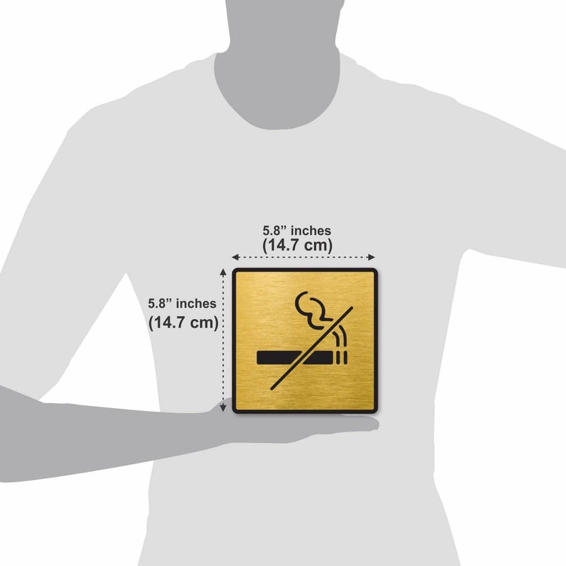 BerryBox Premium Brush Finish Gold Acrylic No Smoking Easy to Mount 3M Double Side Tape 5.8 Inch Signage Self-Adhesive Business Stores Cafe Shop Hospital School Office Hotel … - Image 3