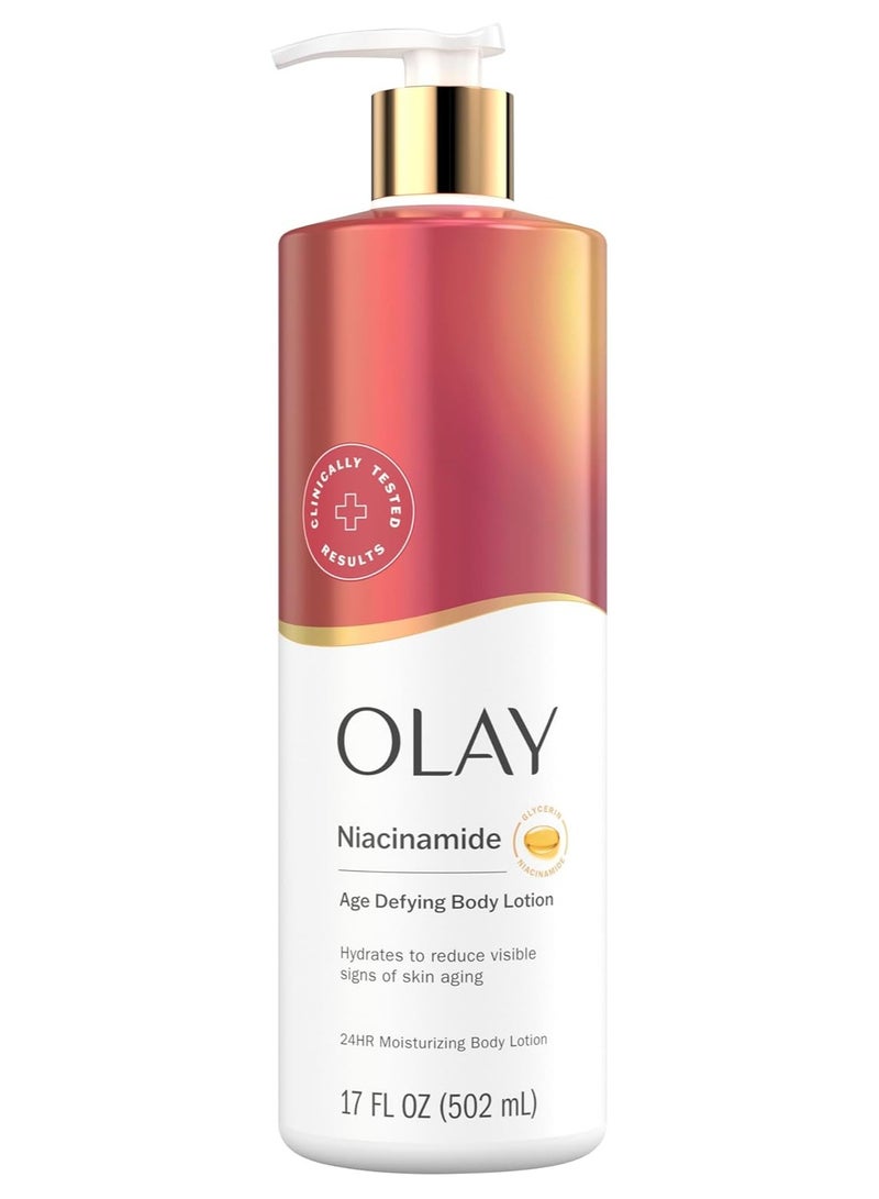 لوشن الجسم أولاي للنساء، مُقاوم لعلامات التقدم في السن مع سيروم النياسيناميد، يُقلل علامات شيخوخة البشرة بشكل واضح، ترطيب يدوم 24 ساعة، تركيبة سريعة الامتصاص، مُركب فيتامين ب3، لجميع أنواع البشرة، 502 مل - Image 1