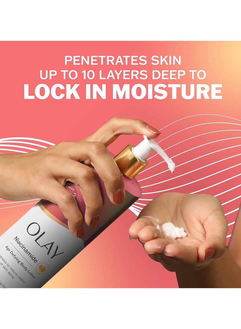 لوشن الجسم أولاي للنساء، مُقاوم لعلامات التقدم في السن مع سيروم النياسيناميد، يُقلل علامات شيخوخة البشرة بشكل واضح، ترطيب يدوم 24 ساعة، تركيبة سريعة الامتصاص، مُركب فيتامين ب3، لجميع أنواع البشرة، 502 مل - Image 3
