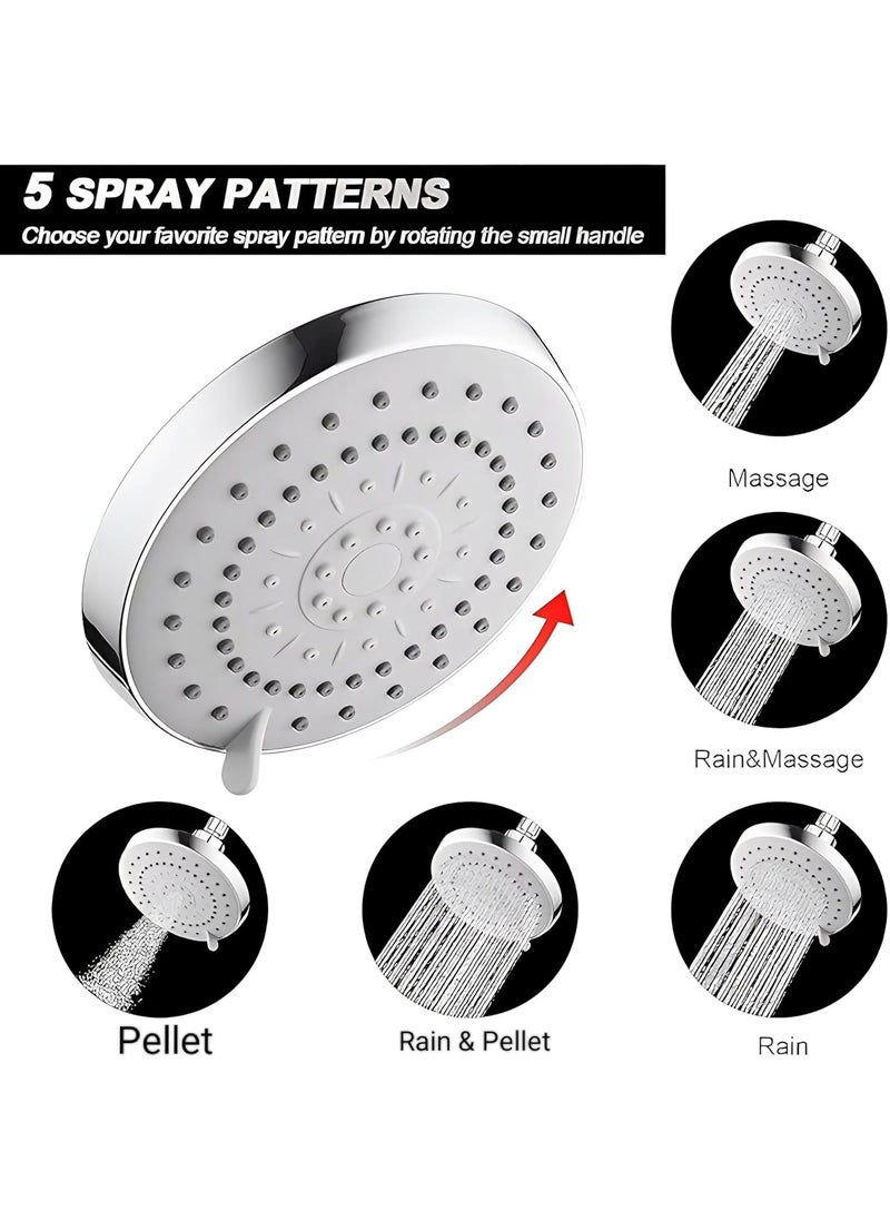 Carnival CARNIVAL Luxury Adjustable Multi Flow 5 Mode Function ABS (5" inch) Round Shaped Overhead Shower Without ARM | Pellet,Massage & Rain Flow Shower Head For Bathroom  - Image 4