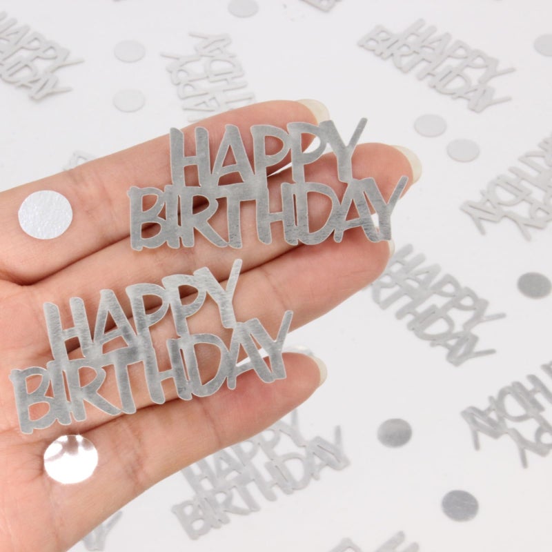 Blopee Birthday Confetti - Silver for Happy Birthday Table Decorations, 270 Pcs - Image 2