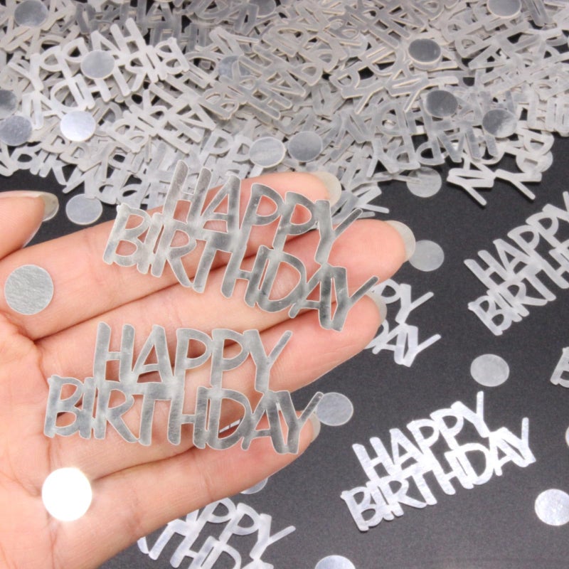 Blopee Birthday Confetti - Silver for Happy Birthday Table Decorations, 270 Pcs - Image 1