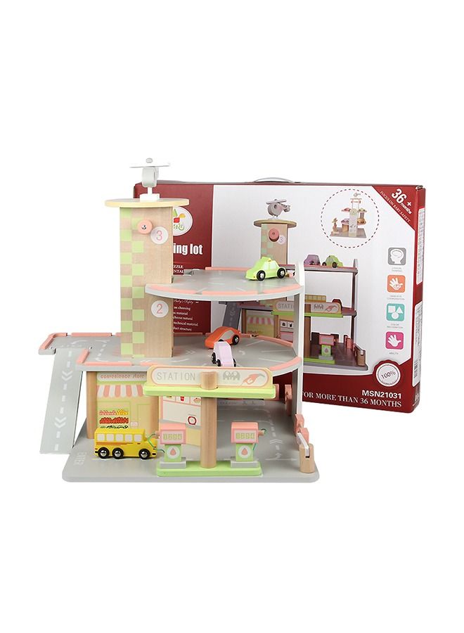 لعبة تعليمية خشبية لموقف السيارات للأطفال - Image 3