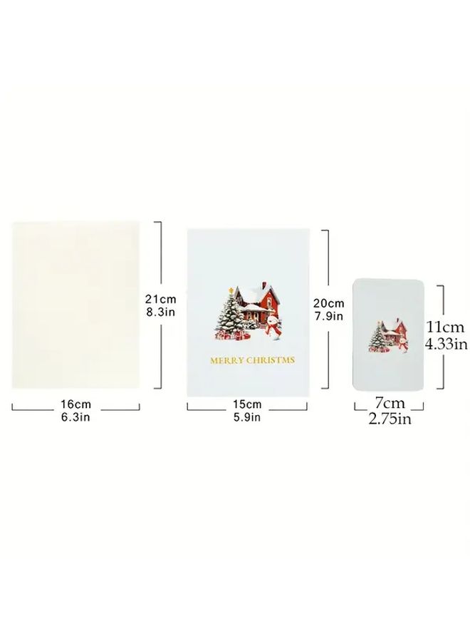 3D Pop Up Christmas Card With Santa Reindeer And Snowy Village Moving Train Falling Snowflakes Glowing Moon Holiday Greeting For Birthdays Xmas Winter Wonderland Scene 3D House Sleigh No Text Design Easy Assembly Festive Mechanism Celebrations Bulk Gifts Stocking Stuffers - Image 2