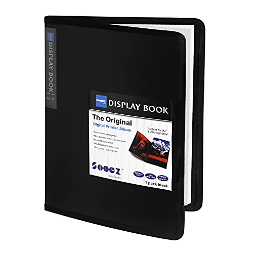 Sooez 30-Pocket Binder with Plastic Sleeves 8.5x11 (Black), Heavy Duty Art Portfolio Folder with Clear Sheet Protectors, Display 60 Pages, Presentation Book for Artwork, Document Organizer Binder - Image 1