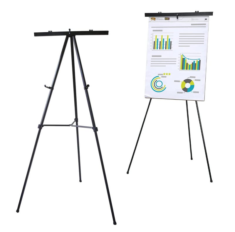 Audio-Visual Direct Lightweight Aluminum Flip-Chart Presentation Easel, 70 Inches, Black - Image 1