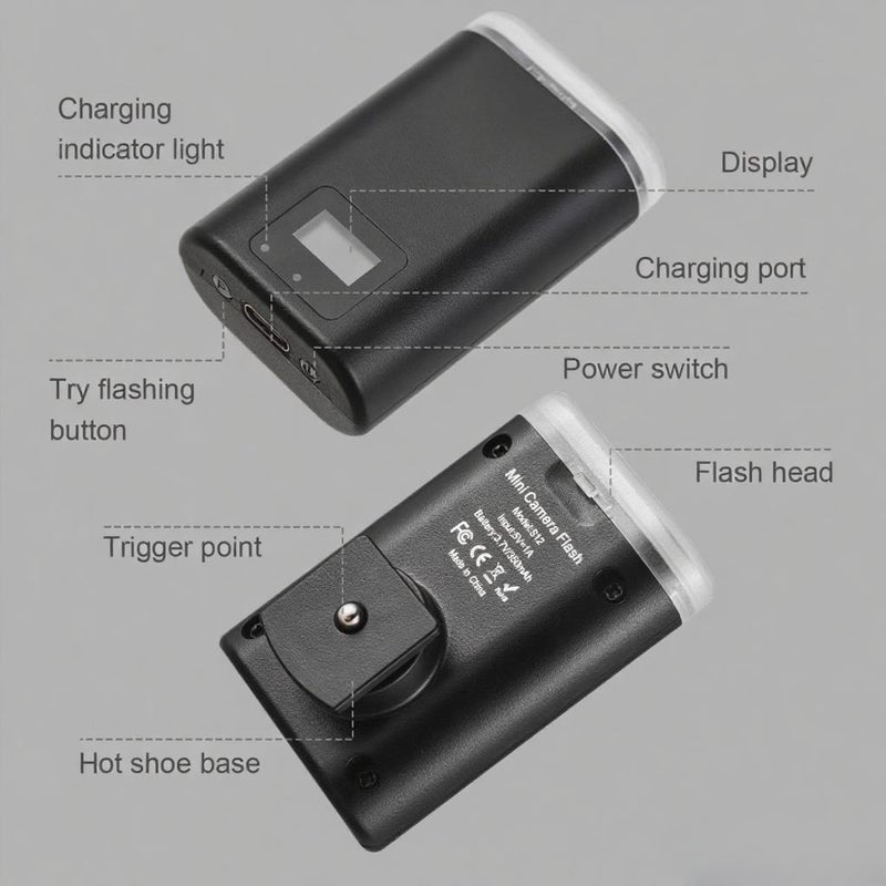 S12 Universal Mini Camera Flash GN12 On-camera Flash Light 5600K Speedlite 8-Level Adjustable Brightness 1-7s Recycle Time Built-in Battery Replacement for Fujifilm Ricoh Olympus Panasonic - Image 3