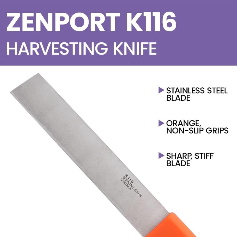 Zenport K116 Row Crop Harvest Knife, Produce, 6-Inch Stainless Steel Blade,Orange - Image 4