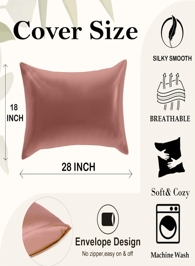 VYBBA Satin Silk Pillow Covers for Hair and Skin Set of 2 Piece with 5 Piece Satin Silk Scrunchies for Women Stylish | Satin Pillow Cover | Silk Pillow Cases 600 TC (Rustic Rosewood) - Image 3