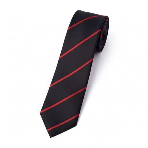 Young Arrow Men's Stripe Microfiber Necktie | Formal Tie for Office, Wedding & Party | Elegant Striped Pattern | Business, Casual & Gift Wear Accessory (Black & Red) - Image 5