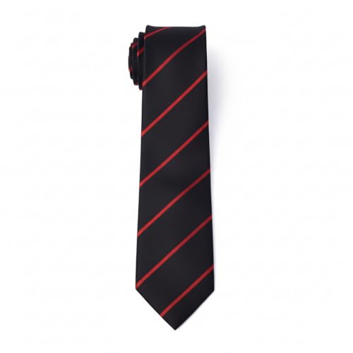 Young Arrow Men's Stripe Microfiber Necktie | Formal Tie for Office, Wedding & Party | Elegant Striped Pattern | Business, Casual & Gift Wear Accessory (Black & Red) - Image 1