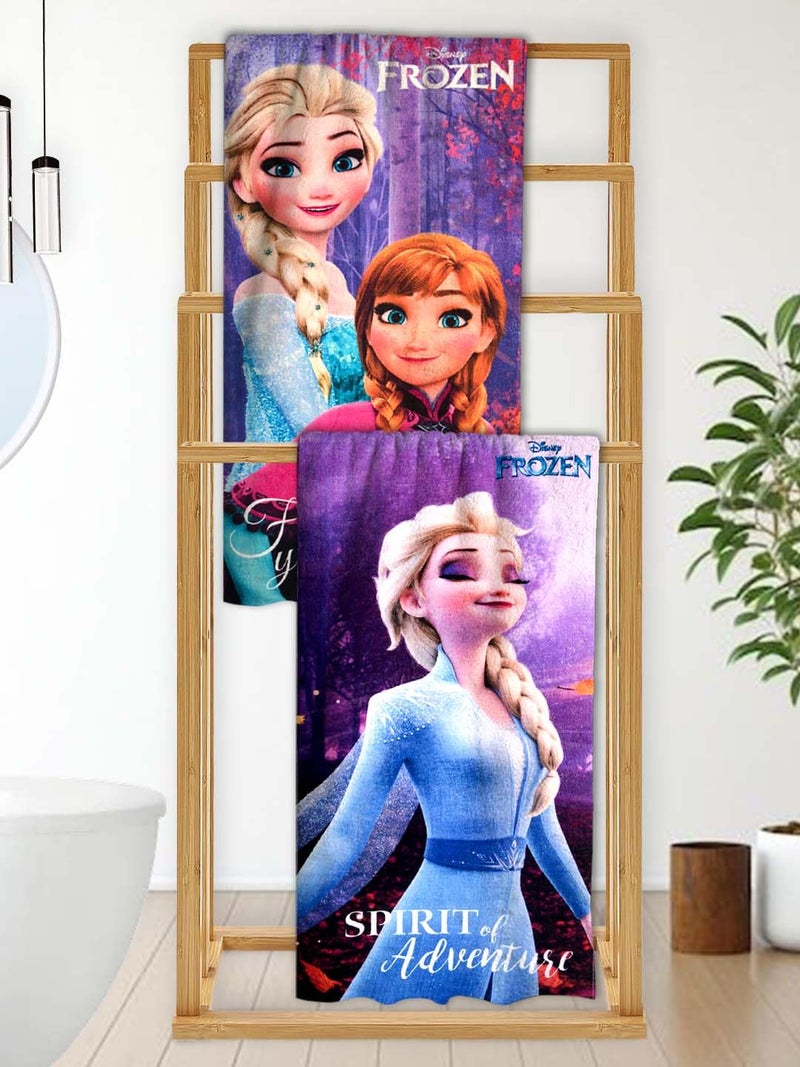 Athom Living Frozen Sister's with Disney Mouna Mixed Themed Kids Bath Towel 60x120cm, 350 GSM, Soft & Absorbent, Multicolor, Perfect for Boys and Girls, Fun & Vibrant Design, Pack of 2 - Image 1