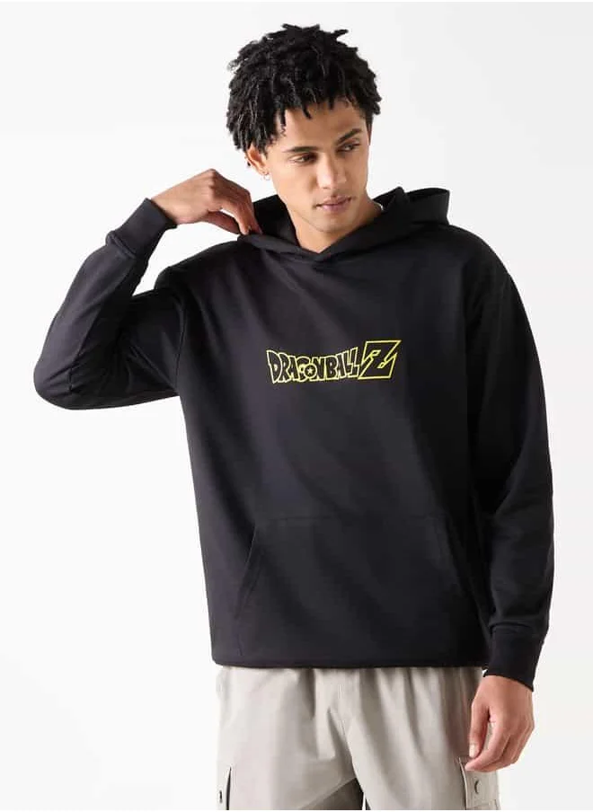 SP Characters Dragonball Z Print Oversized Hoodie with Long Sleeves
