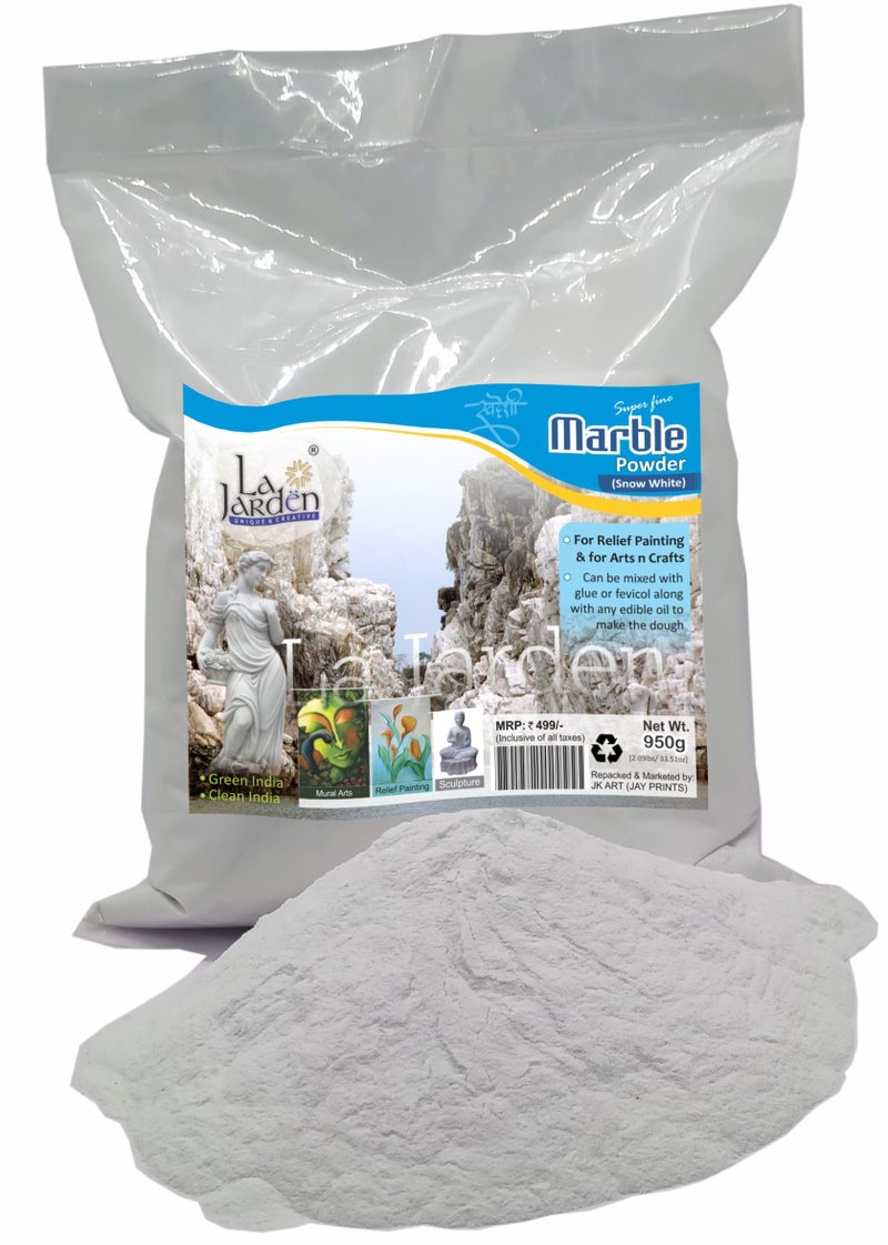 La Jarden بودرة الرخام الأبيض La Jarden® 950 جرام للفن الجداري، الرسم، فن الليبان، الفن البارز ثلاثي الأبعاد، الأرضيات، الأعمال اليدوية، الهدايا، الطلاب، الأطفال وجميع الفنون والحرف - عبوة واحدة - Image 1