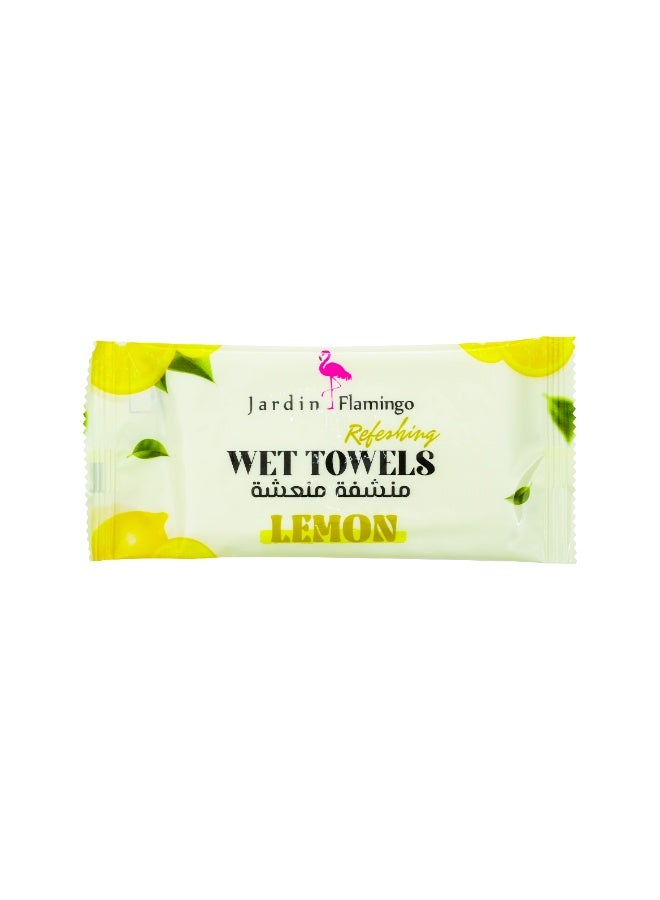 Jardin Flamingo Refreshing Wet Towels – Lemon Scent – Fresh & Clean Disposable Wipes for Face & Hands – Travel-Friendly Pack – 25 Pieces - Image 1