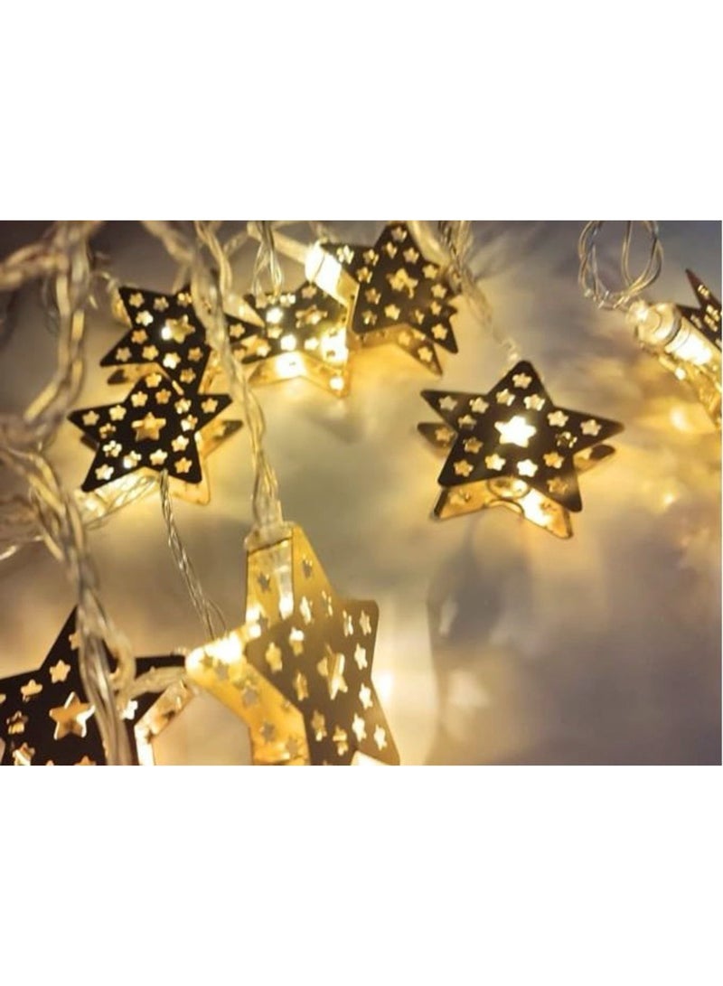 NAMA Ramadan decoration branch, 3-meter rope - light golden stars bunion - Image 1