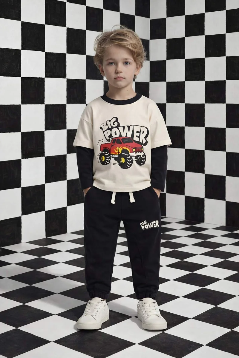 ديفاكتو Cargo Fit Slogan Elastic Band Trousers