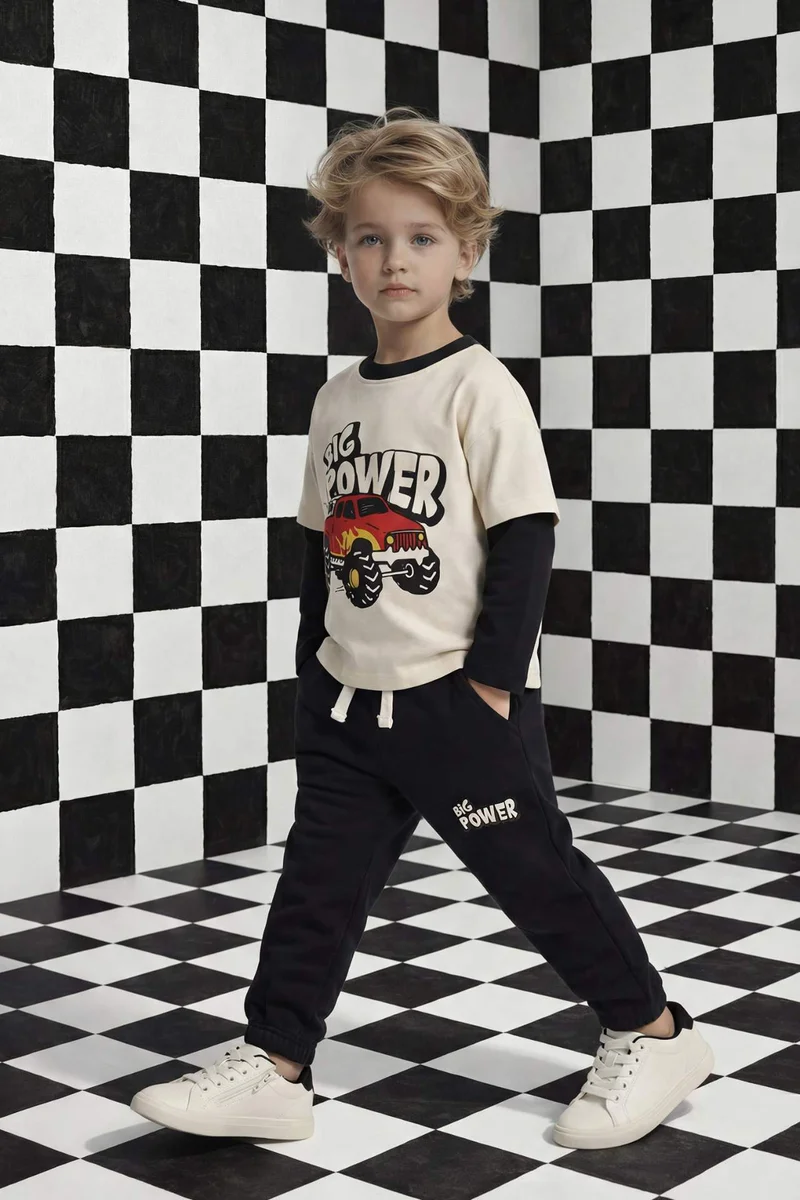 ديفاكتو Cargo Fit Slogan Elastic Band Trousers