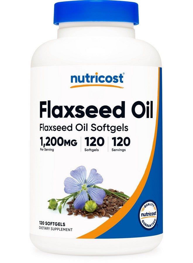 Nutricost Flaxseed Oil 1200mg, 120 softgels - GMO-Free, Gluten-Free - Image 1