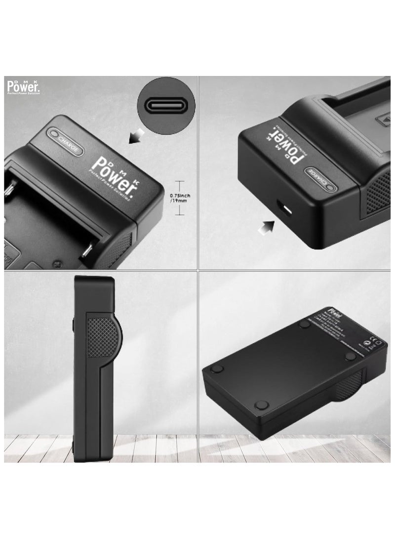 دي أم كيه باور DMK Power USB Type-C Charger with 1 Battery fit for Canon BP-808 BP-809 BP-820 BP-819 – Slim LED Charger + Li-ion Battery used for FS100, FS200, LEGRIA HF G10, HF G25, and More - Image 2