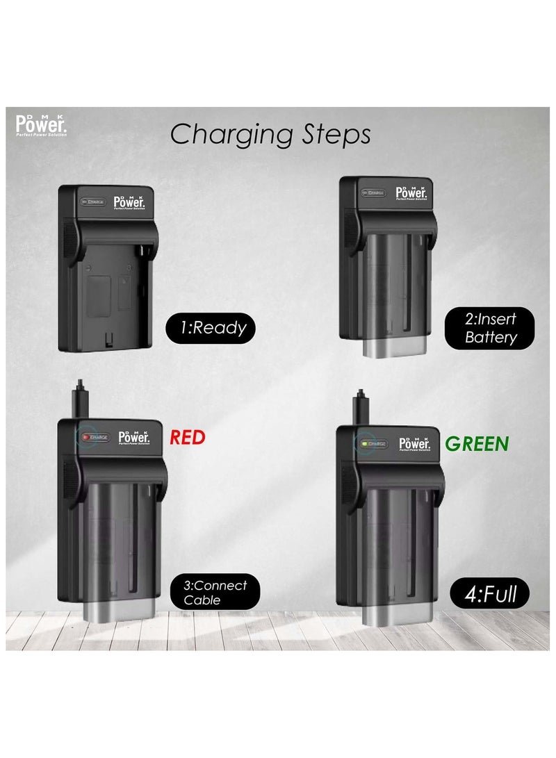 دي أم كيه باور DMK Power USB Type-C Charger with 1 Battery fit for Canon BP-808 BP-809 BP-820 BP-819 – Slim LED Charger + Li-ion Battery used for FS100, FS200, LEGRIA HF G10, HF G25, and More - Image 3