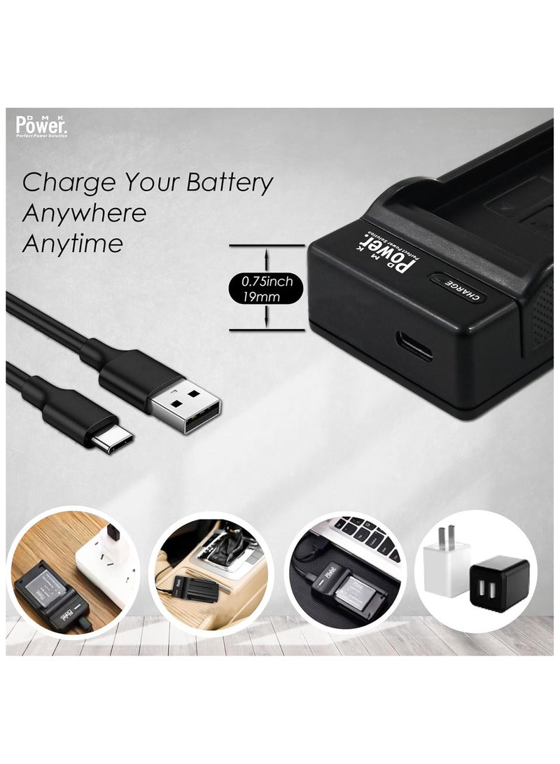 دي أم كيه باور DMK Power USB Type-C Charger with 1 Battery fit for Canon BP-808 BP-809 BP-820 BP-819 – Slim LED Charger + Li-ion Battery used for FS100, FS200, LEGRIA HF G10, HF G25, and More - Image 4