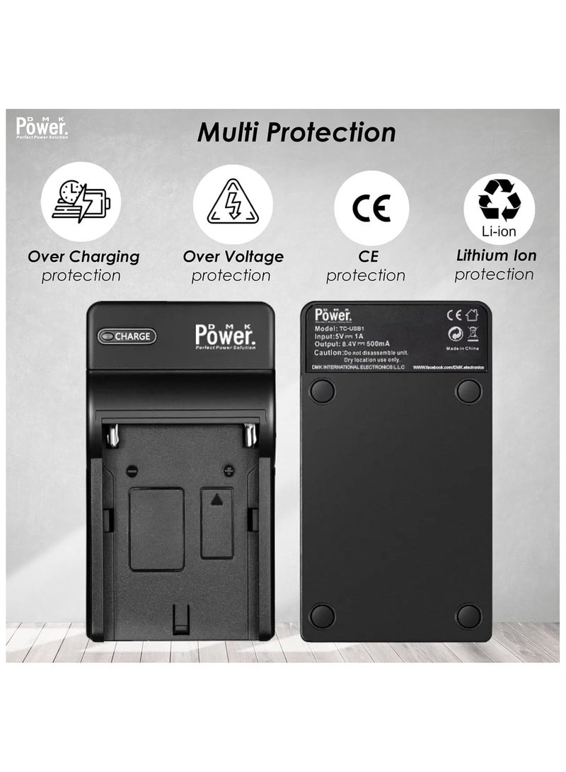 دي أم كيه باور DMK Power USB Type-C Charger with 1 Battery fit for Canon BP-808 BP-809 BP-820 BP-819 – Slim LED Charger + Li-ion Battery used for FS100, FS200, LEGRIA HF G10, HF G25, and More - Image 5