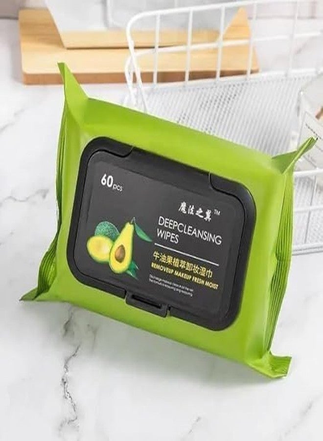 QUALIZA Avocado Makeup Remover Facial Wipes Moisturizing Deep Cleaning Wipes Cucumber & Vitamin E Makeup Remover Wipes Hydrating, Refreshing, Soothing (Pack Of 1,Makeup Wipes) - Image 1