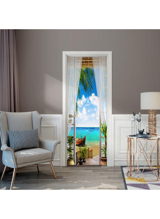 Bluejw Foreign Trade Goods 77/90cm Landscape Decoration Simulation Door Stickers Bedroom Living Room Door Renovation Pvc Wall Stickers A Generation Of Hair - Image 3