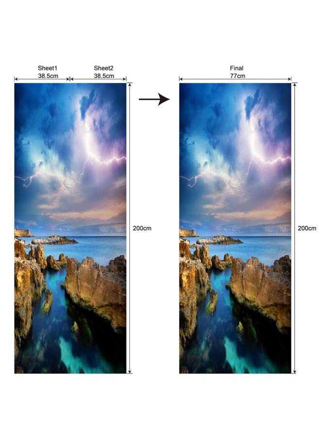 Bluejw Foreign Trade Goods 77/90cm Landscape Decoration Simulation Door Stickers Bedroom Living Room Door Renovation Pvc Wall Stickers A Generation Of Hair - Image 1