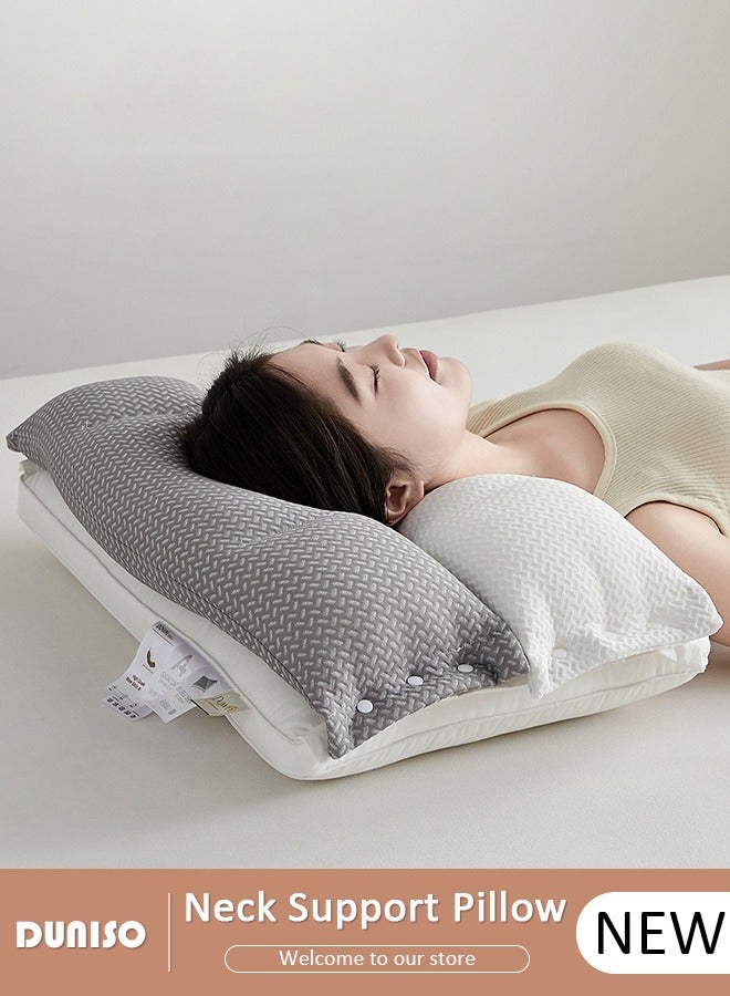 DUNISO Double Layer Neck Support Pillow, Detachable 3-in-1 Neck Pillow for Shoulder and Neck Pain Relief, Ergonomic Cervical Contour Anti Snore Pillows for Front Back Side Sleepers  - Image 1