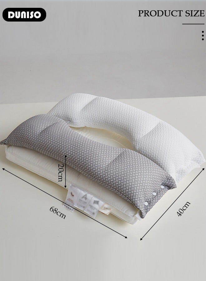 DUNISO Double Layer Neck Support Pillow, Detachable 3-in-1 Neck Pillow for Shoulder and Neck Pain Relief, Ergonomic Cervical Contour Anti Snore Pillows for Front Back Side Sleepers  - Image 4