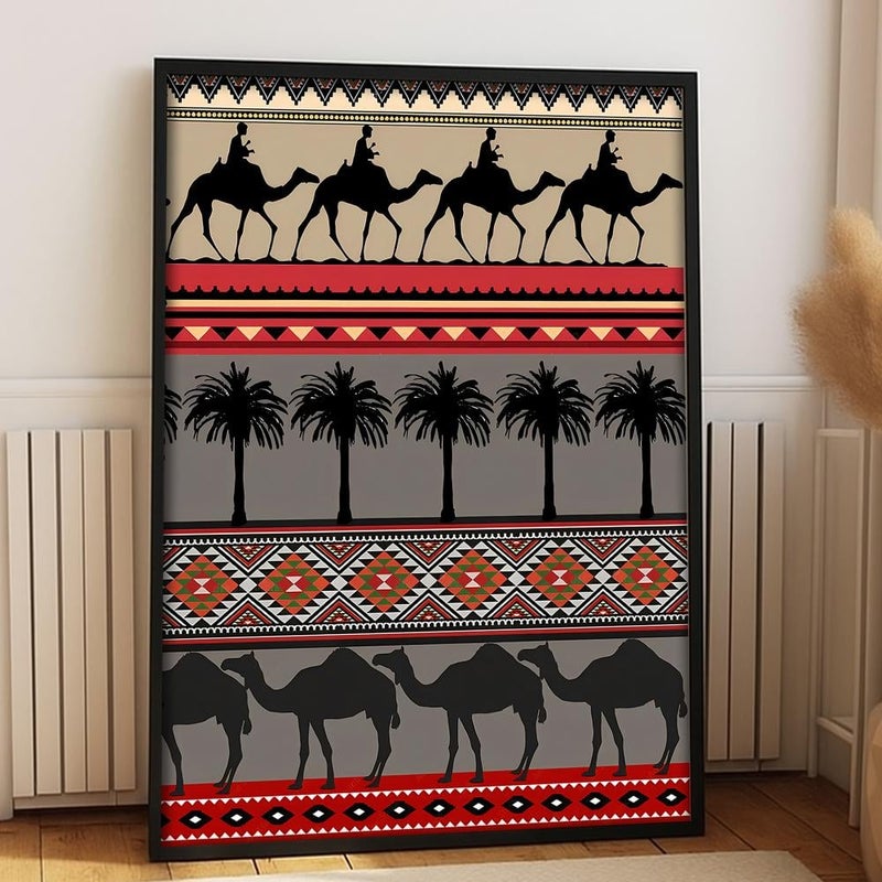 Marktna One canvas painting with a Najdi art design and a hollow frame, measuring (50×70), one piece - Image 2