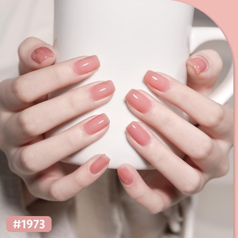 GAOY Jelly Gel Nail Polish Set, 6 Colors Nude Pink Brown, UV Light Cure Gel Polish for Salon and Nail Art DIY at Home - Image 4